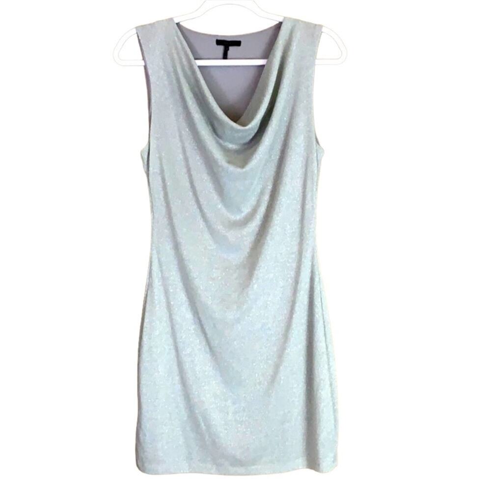 bobi BLACK Silver Cowl Neck Sleeveless Mini Dress Size Small